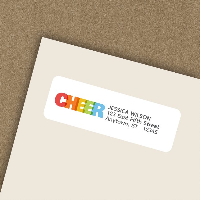 Farbenfrohe Overlapping CHEER Holiday Rücksendeadr (Von Creator hochgeladen)