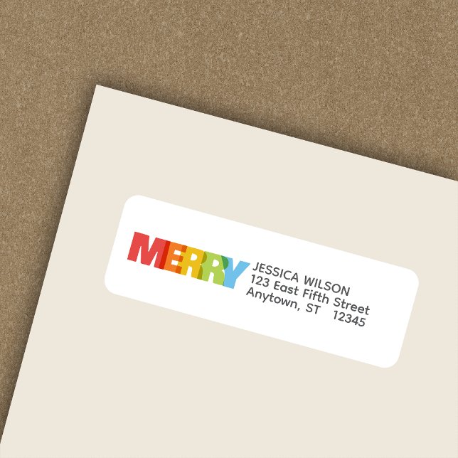 Farbenfrohe Overlapping MERRY Holiday Rücksendeadr (Von Creator hochgeladen)