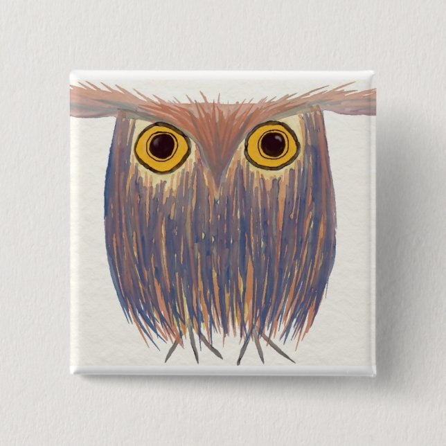 Farbenfrohe Owl Wasserfarbenmalerei Button (Vorderseite)