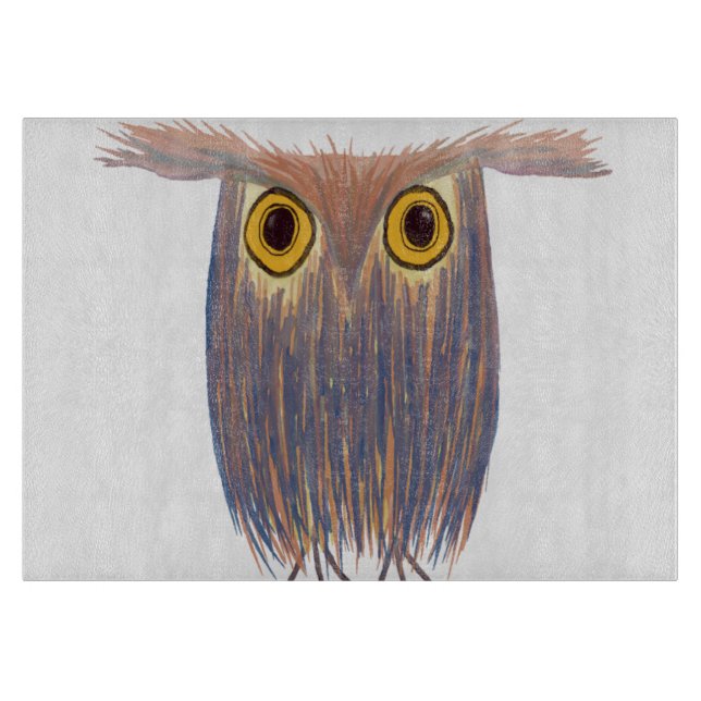 Farbenfrohe Owl Wasserfarbenmalerei Schneidebrett (Vorderseite)
