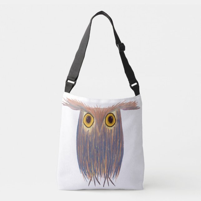 Farbenfrohe Owl Wasserfarbenmalerei Tragetaschen Mit Langen Trägern (Vorderseite)