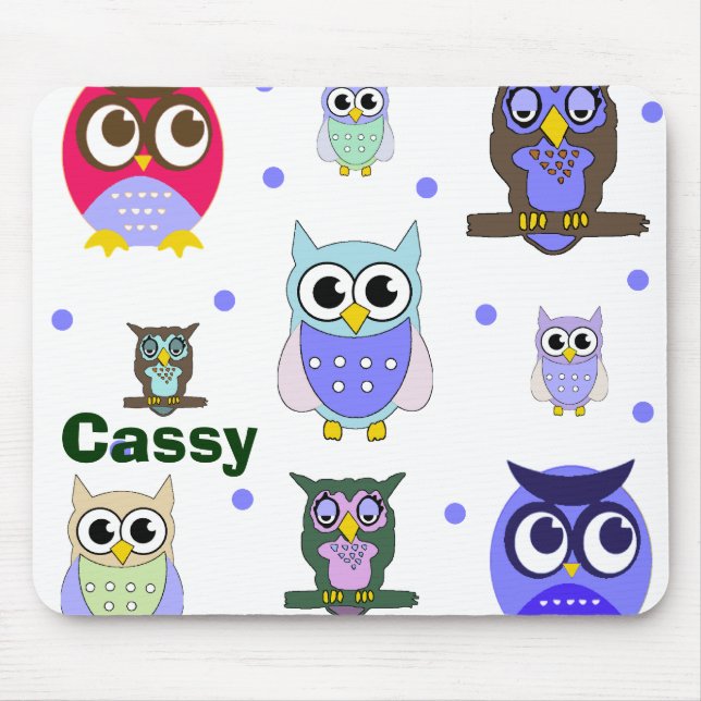 Farbenfrohe Owls Mouse Pad Mousepad (Vorne)