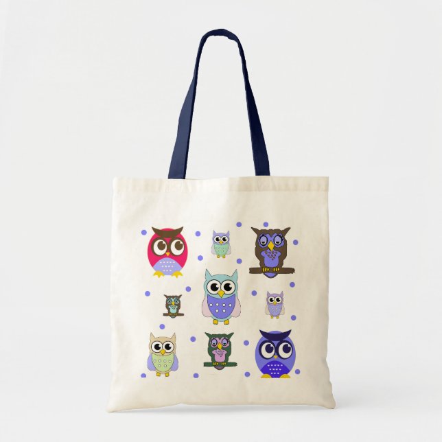 Farbenfrohe Owls Totasche Tragetasche (Vorne)