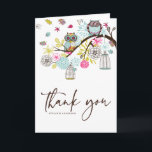 Farbenfrohe Owls und fallende Blätter Danke Karte<br><div class="desc">Farbenfrohe Owls und Fallende Blätter Dankeschön-Karte Diese farbenfrohe Herbst/Frühling Dankeschön-Karte ist Teil einer Hochzeitssuite. Matching Artikel sind in meinem Geschäft verfügbar.</div>
