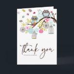Farbenfrohe Owls und fallende Blätter Danke Karte<br><div class="desc">Farbenfrohe Owls und Fallende Blätter Dankeschön-Karte Diese farbenfrohe Herbst/Frühling Dankeschön-Karte ist Teil einer Hochzeitssuite. Matching Artikel sind in meinem Geschäft verfügbar.</div>