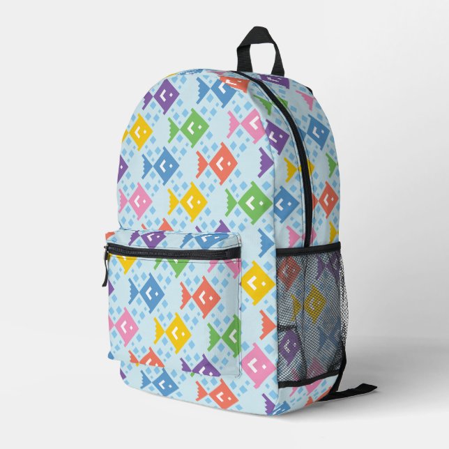 Farbenfrohe Ozeanfische Bedruckter Rucksack (Rückseitige Ecke Rechts)