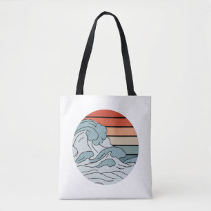 Farbenfrohe Ozeanwellen Ästhetik mit Beach Wi Tasche