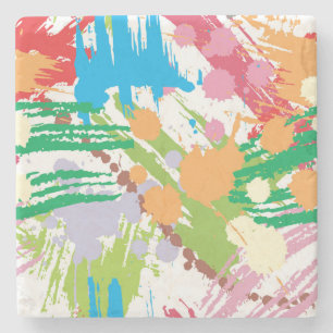 Farbenfrohe Paint Blotches und Splats Steinuntersetzer