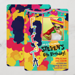 Farbenfrohe Paint Fiesta Geburtstagsparty Foto jed Einladung