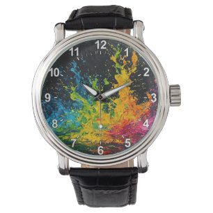 Farbenfrohe Paint Splash Armbanduhr