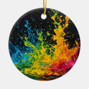 Farbenfrohe Paint Splash Keramik Ornament