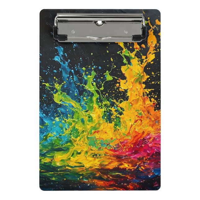 Farbenfrohe Paint Splash Mini Klemmbrett (Vorderseite)