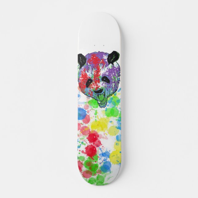 Farbenfrohe Paint Splash Panda Skateboard (Vorne)
