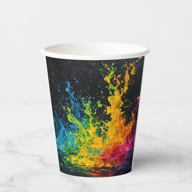 Farbenfrohe Paint Splash Pappbecher (Vorderseite)