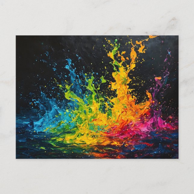 Farbenfrohe Paint Splash Postkarte (Vorderseite)