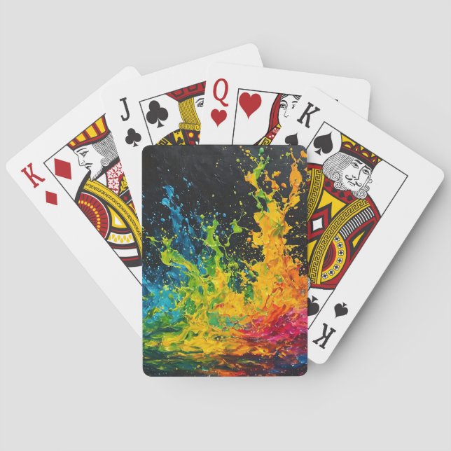 Farbenfrohe Paint Splash Spielkarten (Rückseite)