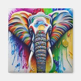 Farbenfrohe Paint Spritzer Afrikanischer Elefant Magnet