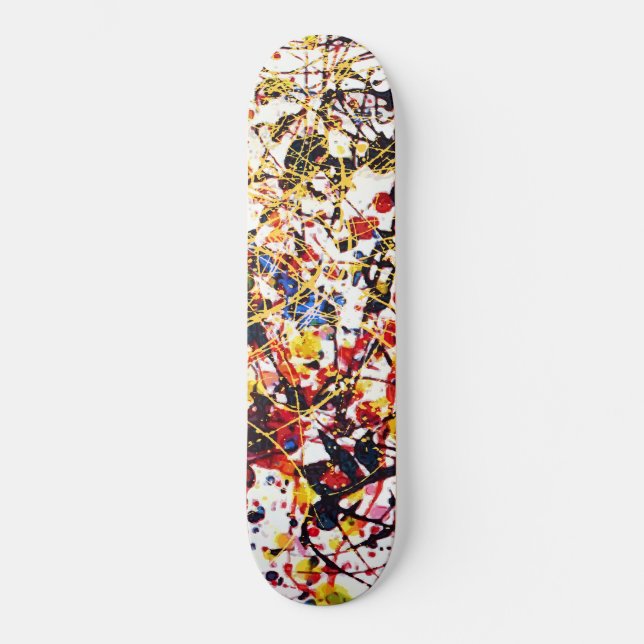 Farbenfrohe Paint Spritzer Skateboard (Vorderseite)
