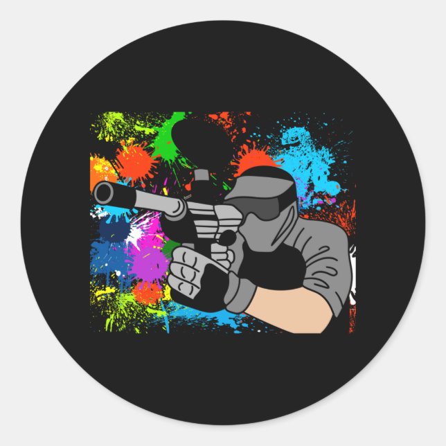 Farbenfrohe Paintball-Motif Runder Aufkleber (Vorderseite)