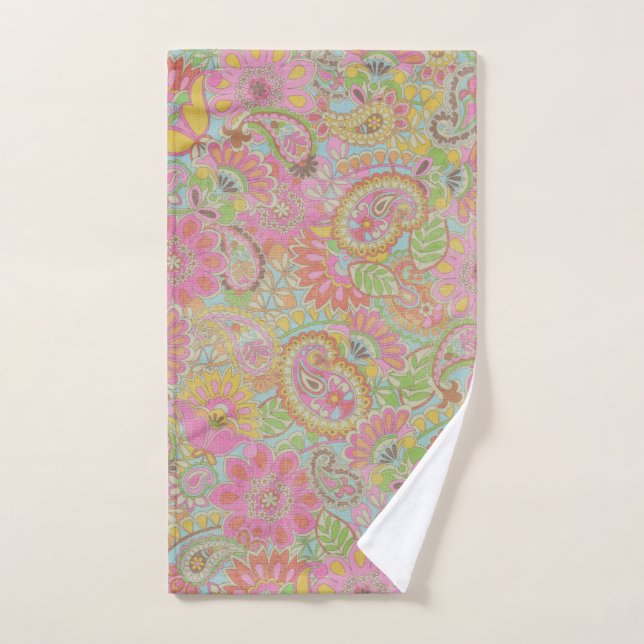 Farbenfrohe Paisley Floral botanische Blume Handtuch (Handtuch)