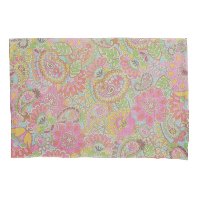 Farbenfrohe Paisley Floral botanische Blume Kissenbezug (Vorderseite-Links)