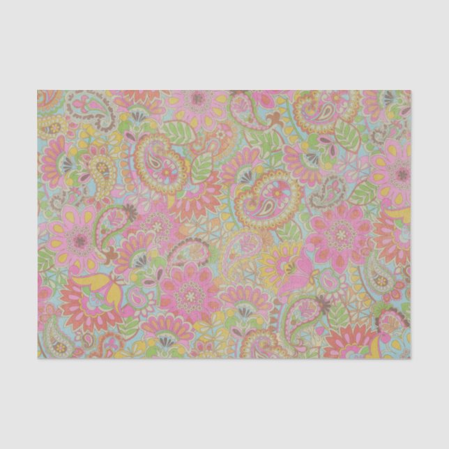 Farbenfrohe Paisley Floral botanische Blume Seidenpapier (Vorderseite)