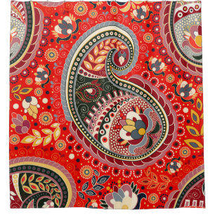 Farbenfrohe Paisley Indian Seamless Patches Duschvorhang