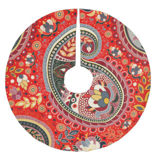 Farbenfrohe Paisley Indian Seamless Patches Polyester Weihnachtsbaumdecke