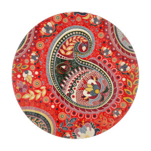 Farbenfrohe Paisley Indian Seamless Patches Schneidebrett
