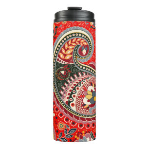 Farbenfrohe Paisley Indian Seamless Patches Thermosbecher