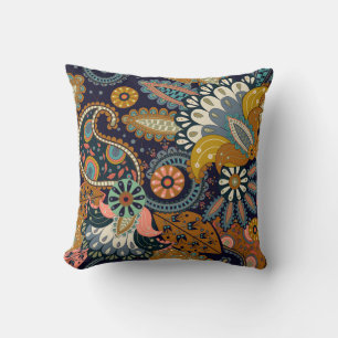 Farbenfrohe Paisley: Indische Tapete mit Blumenmus Kissen
