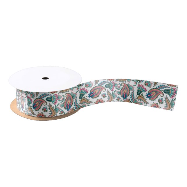 Farbenfrohe Paisley-Muster Satinband (Spule)