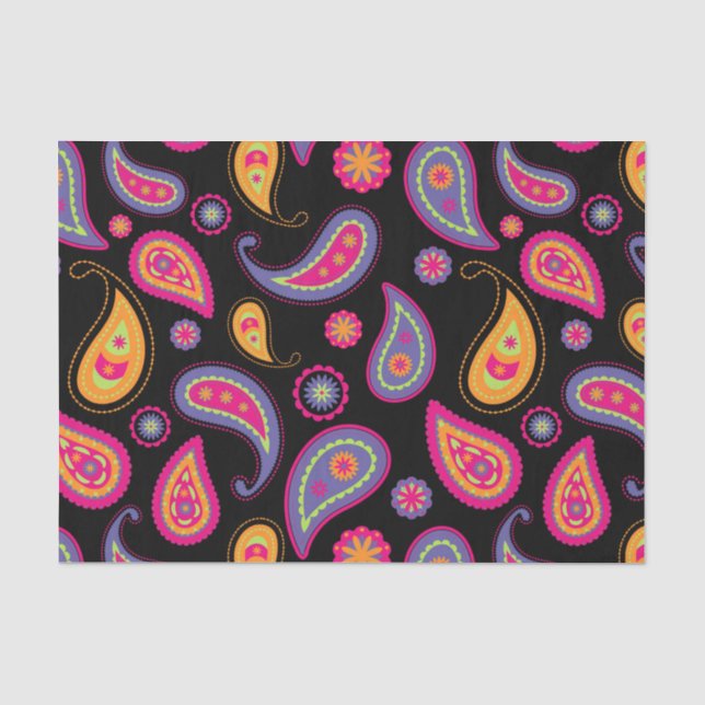 Farbenfrohe Paisley nahtloses Muster Seidenpapier (Vorderseite)