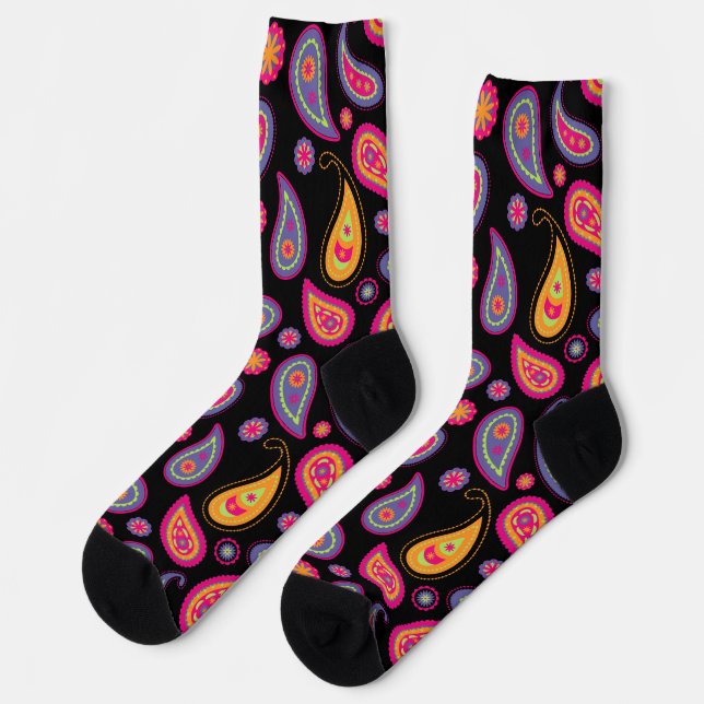 Farbenfrohe Paisley nahtloses Muster Socken (Linkes Detail)