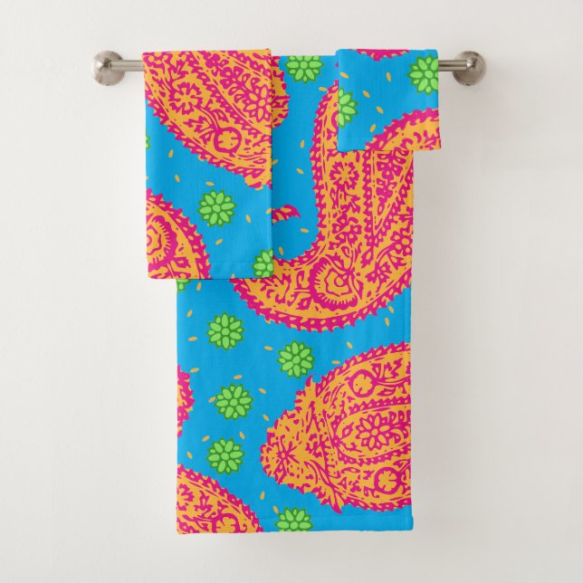 Farbenfrohe Paisley Pattern Badhandtuch Set (Insitu)