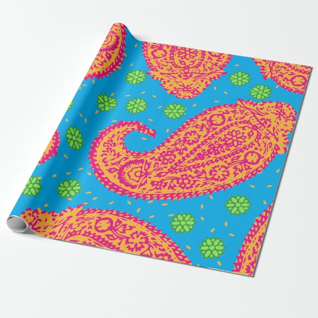 Farbenfrohe Paisley Pattern Geschenkpapier (Ungerollt)
