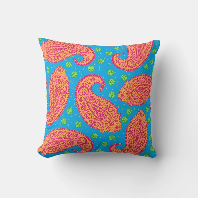 Farbenfrohe Paisley Pattern Kissen (Vorderseite)