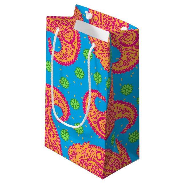 Farbenfrohe Paisley Pattern Kleine Geschenktüte (Vorderseite Schrägansicht)