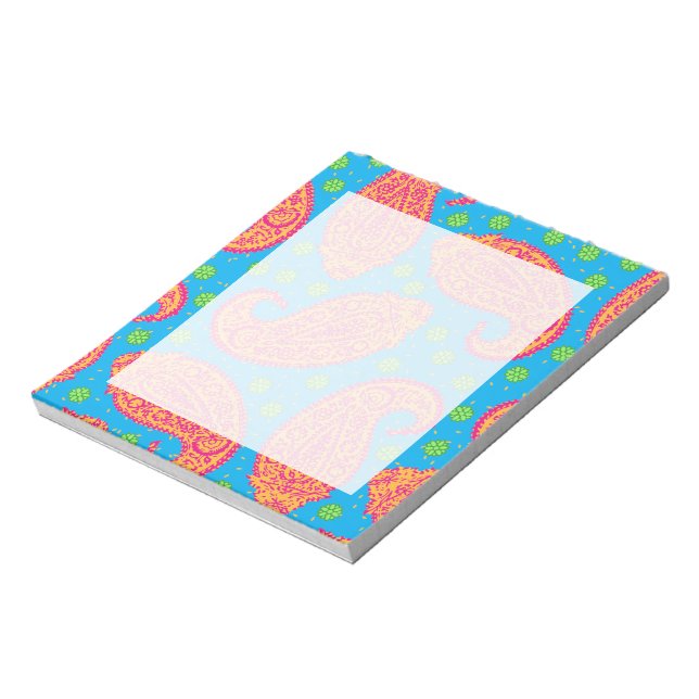 Farbenfrohe Paisley Pattern Notizblock (Rotiert)