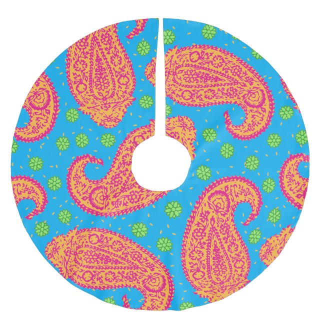 Farbenfrohe Paisley Pattern Polyester Weihnachtsbaumdecke (Vorderseite)