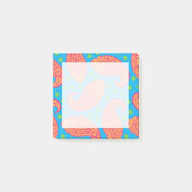 Farbenfrohe Paisley Pattern Post-it Klebezettel (Vorderseite)