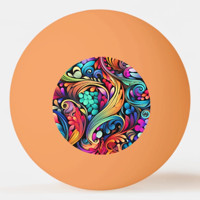 Farbenfrohe Paisley Pattern Tischtennisball (Vorderseite)