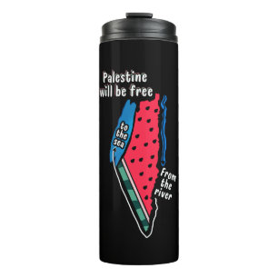 farbenfrohe Palästina-Wassermelonen-Karte Grafikde Thermosbecher