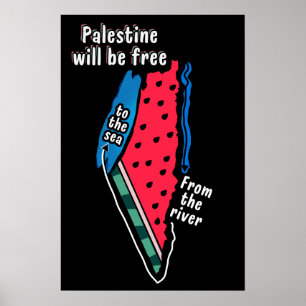 farbenfrohe Palästina-Wassermelonen-Kartengrafikde Poster