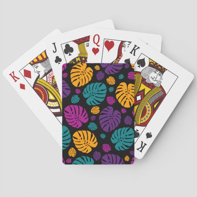 Farbenfrohe Palm-Blätter Spielkarten (Rückseite)