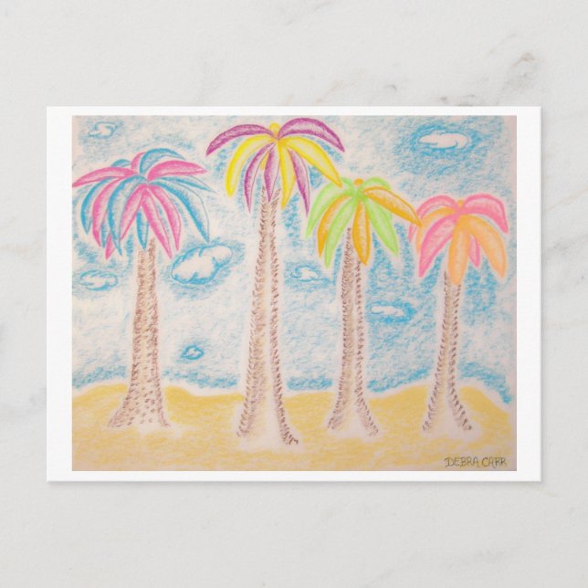Farbenfrohe Palmen Postkarte (Vorderseite)