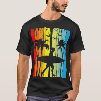 Farbenfrohe Palmen und männliche Surfer Männer Jun T-Shirt