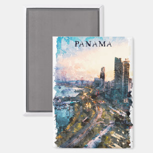 Farbenfrohe Panama City Skyline Magnet