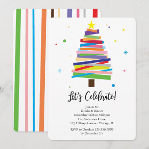 Farbenfrohe Panels Weihnachtsbaum Whimsical Urlaub Einladung