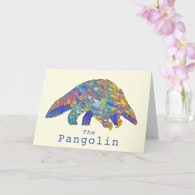 Farbenfrohe Pangolin-gefährdete Tierart-Aktivismus Karte (Orchidee)